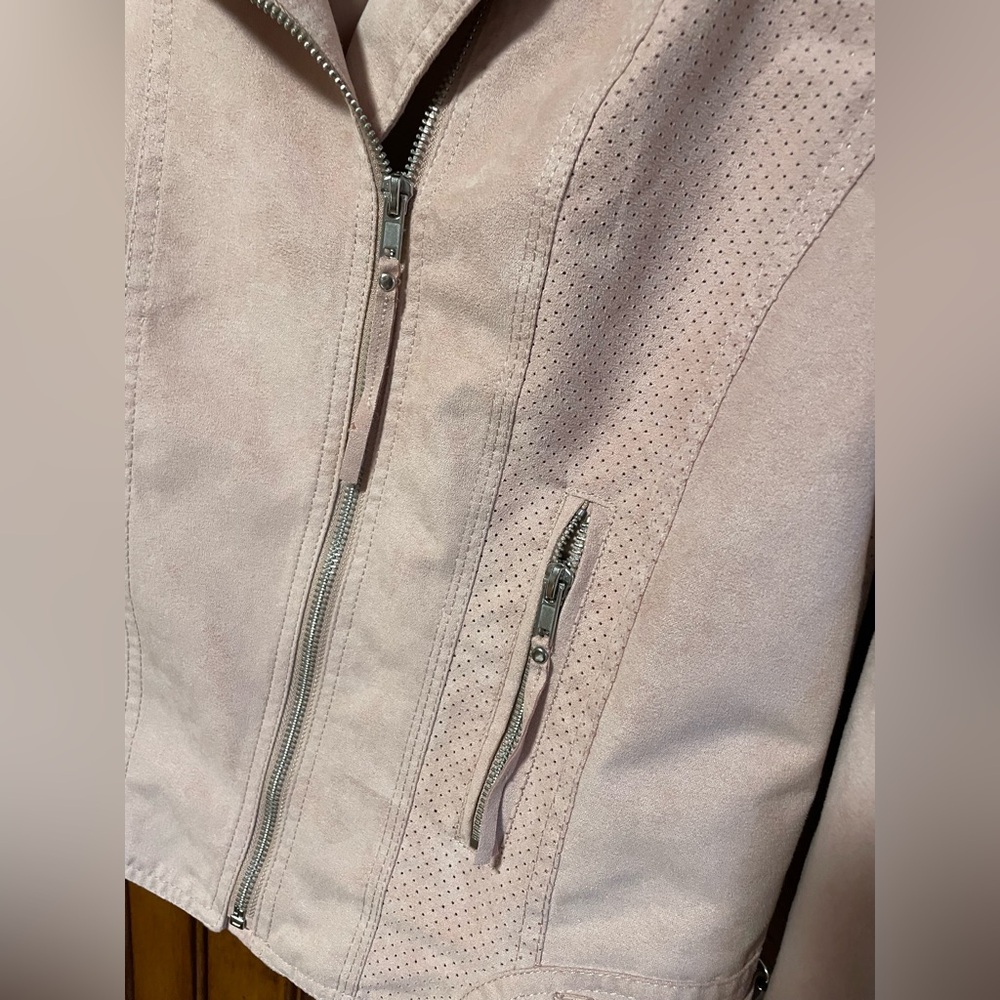 Faux Suede Moto Jacket - Pink Great condition - Picture 5 of 10